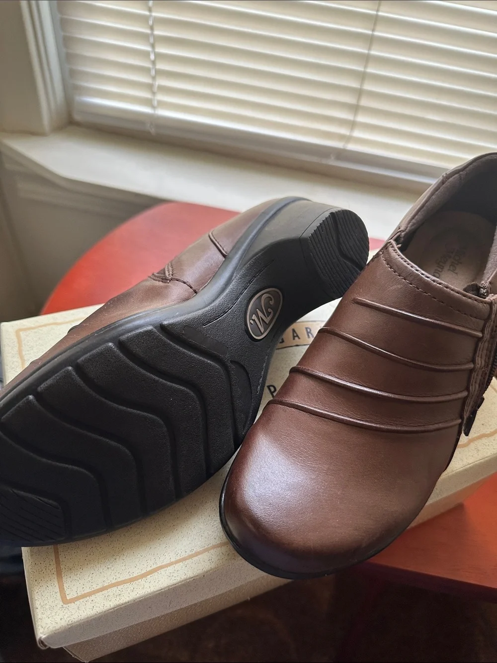 Brown Leather Slip-On Heel Loafer for Men